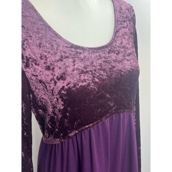 Vintage Dana Scott Velvet Midi Dress Size 11/12 Purple Whimsygoth Fairy - Picture 2 of 4